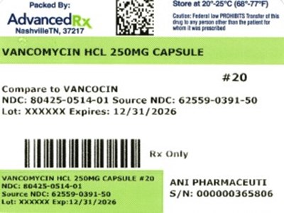 Vancomycin HCl 250mg #20 (Vancomycin HCl 250mg 80425 0514 01)